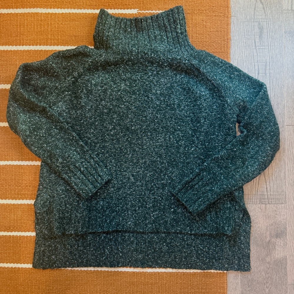 H&M Dark Green Heather Cowl Turtleneck Oversized Sweater XS Small